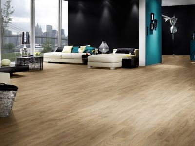 Salon avec parquet stratifié ambiance chaleureuse chêne à Anglet