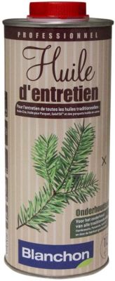 Huile d'Entretien Blanchon coloris blanc.1 l, pour redonner de l'éclat et re protéger vos parquets huilés à tendance blanchie.100%BOIS tient cette référence à votre disposition